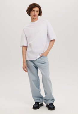 Белая футболка мужская с лайкрой Oversize Белая футболка мужская с лайкрой Oversize